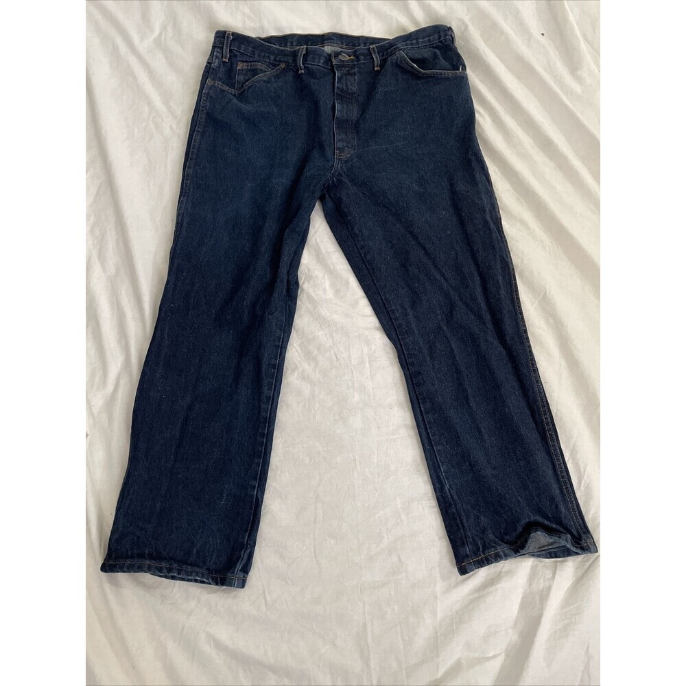 Dickies Mens Jeans Size 44x30 Straight Leg Denim Blue Workwear Pockets Dark Wash